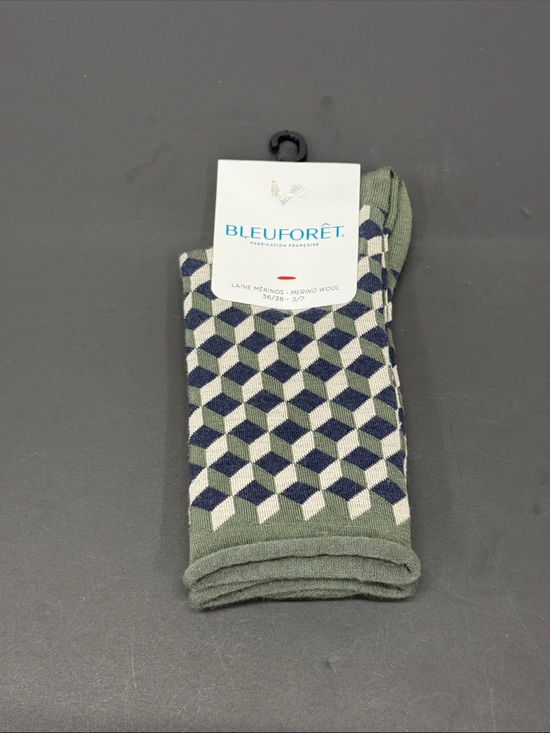 Bleuforêt Accessories - Bleuforêt Women’s Merino Wool Geometric Socks in Olive Green